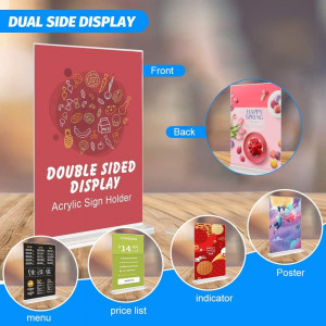 Set de 4 suporturi A6 pentru meniu/brosura BUENTYA, acril, transparent, 10 X 15,2 X 4,5 cm 
