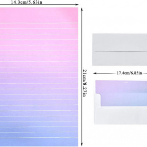 Set de 48 coli de scris si 24 de plicuri pentru scrisori N/A, hartie, multicolor, 14,3 x 21 cm/ 17,4 x 8,7 cm - Img 8