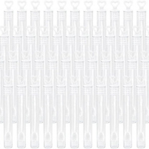 Set de 48 sticlute pentru baloane de sapun Latrat, plastic, transparent/alb, 1,1 x 10,5 cm