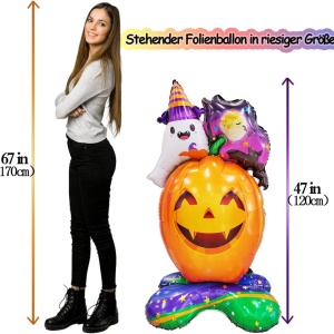 Set de 5 baloane pentru Halloween Changzhong, folie de aluminiu, multicolor