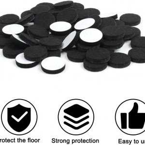Set de 50 protectii pentru picioarele scaunelor/meselor Kelydi, pasla, negru, 25 mm/ 150 x 100 mm