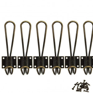 Set de 6 carlige de perete Bosdontek, metal, negru, 13,5 x 4,1 cm 