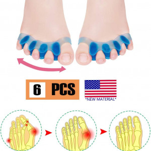 Set de 6 corectori pentru degetele de la picioare Pnrskter, gel, albastru, marime universala - Img 1