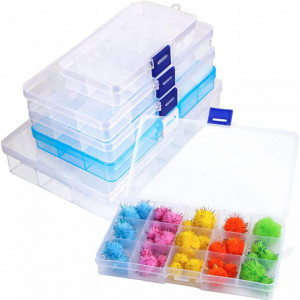 Set de 6 cutii de depozitare Hakacc , plastic, albastru/transparent - Img 1