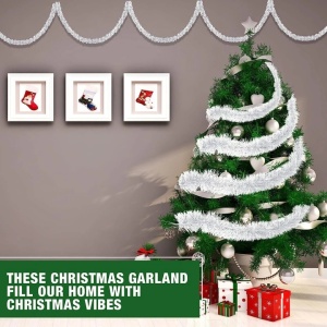Set de 6 ghirlande de Craciun pentru coronite Geosar, folie, argintiu, 5, 5 m x 5 cm - Img 3