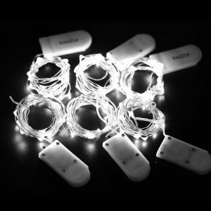 Set de 6 lanturi cu 20 de LED-uri pentru decoratiuni KINGTOP, sarma/plastic, alb rece, 9W, 2 m