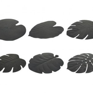 Set de 6 naproane Jungle, negru, 37 x 47 cm