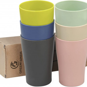 Set de 6 pahare Greentainer, plastic, multicolor, 12,9 x 7,3 cm, 400 ml - Img 1