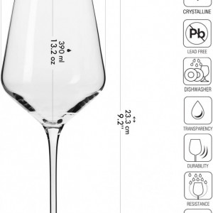 Set de 6 pahare pentru vin Krosno, transparent, sticla, 390 ml, 23 3 cm - Img 6