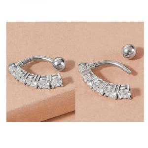 Set de 6 piercinguri pentru buric Masop, otel inoxidabil, argintiu, 8-10 x 1,6 mm