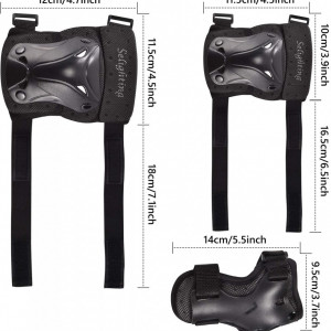 Set de 6 protectii pentru ciclism/patinaj Wildken, plastic/poliester, negru, L, 70-100 kg - Img 5