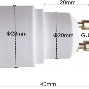 Set de 8  adaptoare de lampa GU10 la E14 DZYDZR, metal/plastic, alb, 40 x 28 mm