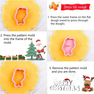 Set de 8 forme pentru biscuiti de Craciun Sunshine smile, plastic, roz - Img 5