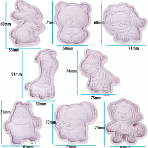 Set de 8 forme pentru biscuiti YGCHEN, tematica Halloween, plastic, mov, 5-9 cm - Img 6