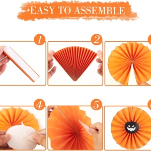 Set de 9 decoratiuni pentru Halloween Sunbeauty, hartie, portocaliu/negru/rosu