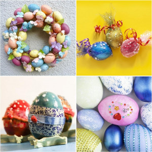 Set de 16 oua pentru Paste cu accesorii pentru decor Lamek, plastic, multicolor, 6,5 x 4,1 cm