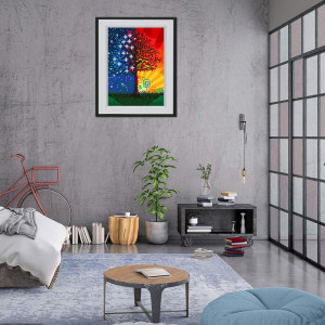 Set de creatie cu diamante Jinlaili, model copac, multicolor, panza/diamante, 40 x 30 cm - Img 3