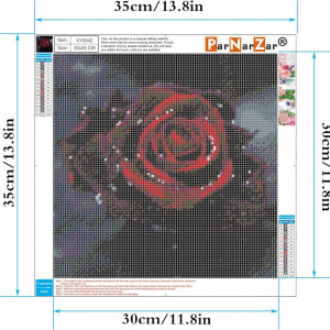 Set de creatie cu diamante ParNarZar, model trandafir, negru/rosu, 35 x 35 cm