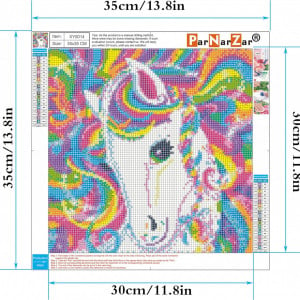 Set de creatie cu diamante ParNarZar, model unicorn, multicolor, 35 x 35 cm
