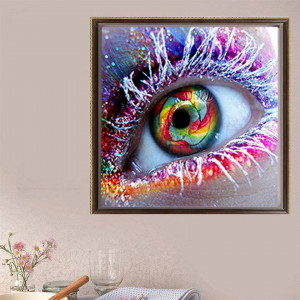 Set de creatie cu diamante ParNarZar, panza/rasina, model ochi, multicolor, 25 x 30 cm - Img 5