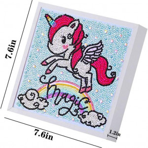 Set de creatie cu diamante si rama YLX, model unicorn, multicolor, 20 x 20 cm - Img 2