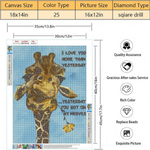 Set de creatie cu diamante TISHIRON, model girafa, rasina, multicolor, 30 x 40 cm - Img 6