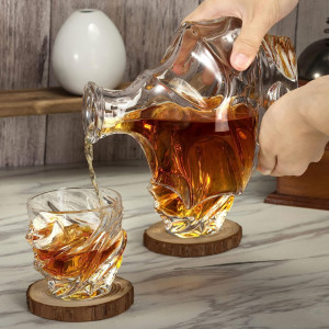Set de decantor cu 4 pahare de Whiskey, sticla de cristal, transparent - Img 3