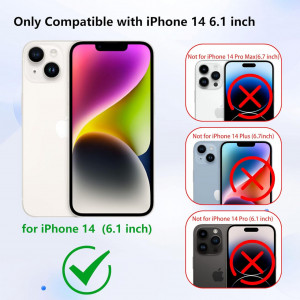 Set de husa cu 2 folii de protectie ecran si 2 pentru camera compatibil cu iPhone 14 Gimane, piele PU/sticla securizata, negru, 6,1 inchi - Img 6