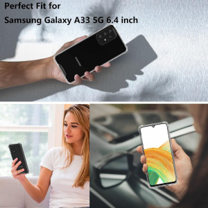 Set de husa cu folii de protectie ecran si camera pentru Samsung Galaxy A33 5G Gimane, policarbonat /TPU/sticla securizata, transparent, 6,4 inchi - Img 2