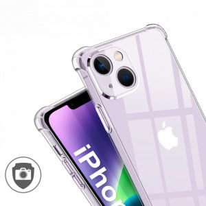 Set de husa si 3 folii de protectie pentru IPhone 14 Ynmeacc, sticla securizata/silicon, transparent, 6,1 inchi