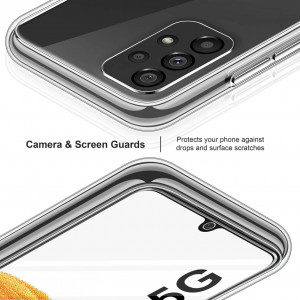 Set de husa si 3 folii de protectie pentru Samsung Galaxy A33 5G YNMEacc, silicon/sticla securizata, transparent - Img 7