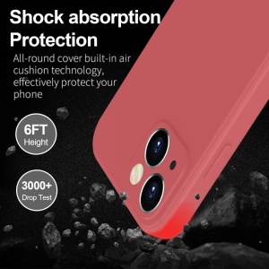 Set de husa si folie de protectie pentru iPhone 13 Mitetabo, silicon/sticla securizata, rosu, 6,1 inchi