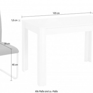 Set de living Lynn/Doris, 4 scaune si o masa, alb/gri antracit, 120 x 80 x 75 cm - Img 2