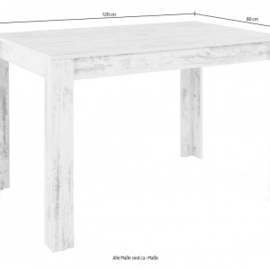 Set de living Lynn/Kate, 4 scaune si o masa, alb prespalat/maro, 120 x 80 x 75 cm - Img 5