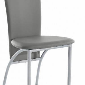 Set de living Norma/Nicole 4 scaune piele sintetica + 1 masa cu blat de sticla, gri, 160 x 80 x 76 cm - Img 4
