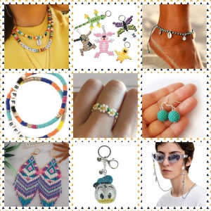 Set de margele cu accesorii pentru creat bratari/coliere CasBur, argila polimerica/metal, multicolor, 265 piese