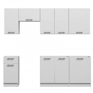 Set de mobilier pentru bucatarie Wynsum, 7 piese, alb, 202 x 240 x 58 cm