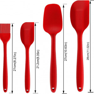 Set de o perie si 3 spatule pentru bucatarie Binhai, silicon, rosu - Img 2