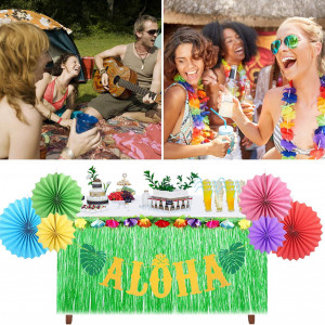 Set de petrecere Hawaiian ZERHOK, hartie, multicolor, 9 piese - Img 5