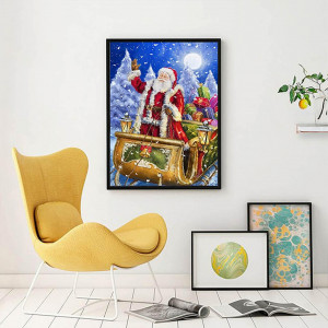 Set de pictura cu diamante Avalizard model Mos Craciun, panza, multicolor, 40 x 30 cm