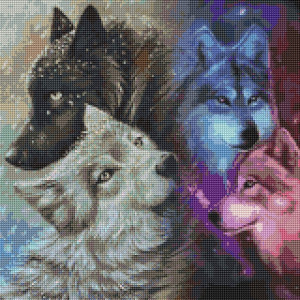 Set de pictura cu diamante ParNarZar, model lupi, multicolor, 40 x 40 cm - Img 3