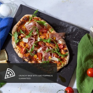 Set de pizza, lopata din aluminiu 30.5 x 85 cm, piatra de copt 38 x 30 cm, Negru, Resigilat, Grad A - Img 3
