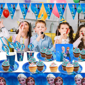 Set de tacamuri pentru petrecere Disney Frozen pentru 6 persoane Yisscen, hartie, multicolor, 30 piese - Img 3