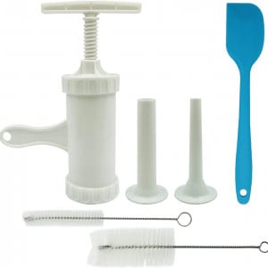 Set de ustensile pentru prepararea carnatilor Sonku, plastic, alb/albastru, 6 piese - Img 1