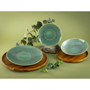 Set de vase Sea Breeze, ceramica, verde, 18 piese