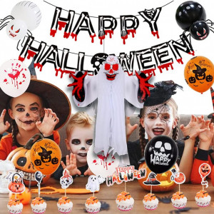 Set decoratiuni pentru Halloween Anyingkai, 11 piese, multicolor, latex/PVC - Img 3