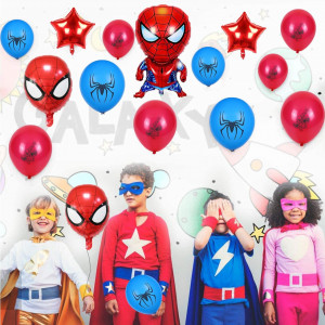 Set decoratiuni pentru petrecere Smileh, model Spider Man, folie/latex, multicolor, 17 piese