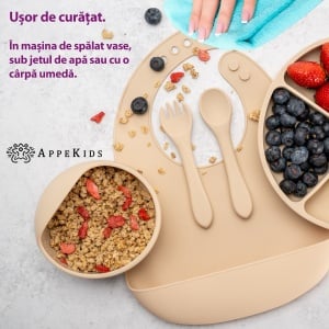 Set Diversificare, AppeKids, 100% Silicon, Classic - Bubble Beige - Img 2