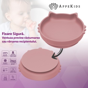 Set Diversificare, AppeKids, 100% Silicon, Kitty - Old Rose - Img 4