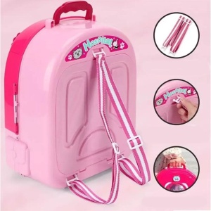 Set ghiozdan jucarie 3 in 1 Rovo 997-2, Spital Pisica, Veterinar, 59 piese - Roz - Img 2